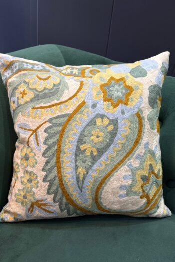 Bahar-e-Naksha Kashmiri Wool Aari-Embroidered Cushion Cover