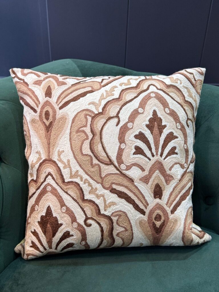 Meher-Jaal Kashmiri Wool Aari-Embroidered Cushion Cover