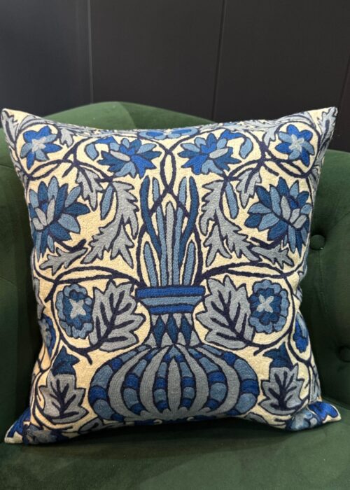 Neel-Kaari Kashmiri Wool Aari-Embroidered Cushion Cover