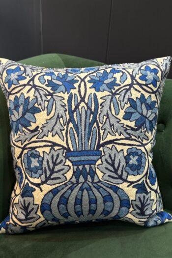 Neel-Kaari Kashmiri Wool Aari-Embroidered Cushion Cover