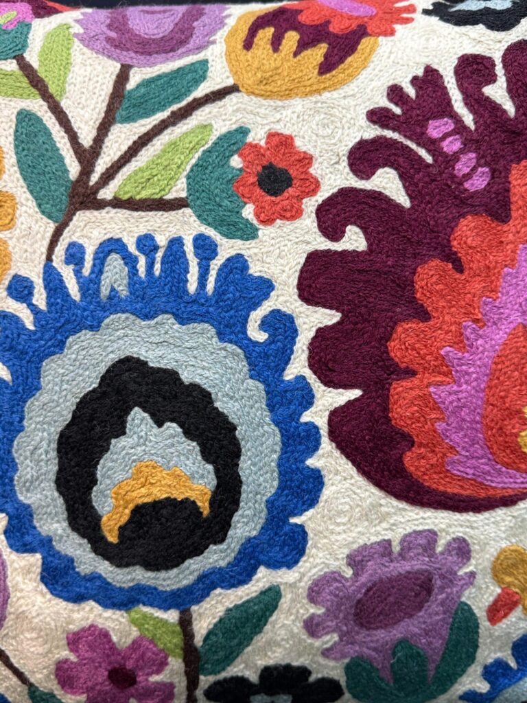Rangrez Gulnaar Kashmiri Wool Aari-Embroidered Cushion Cover