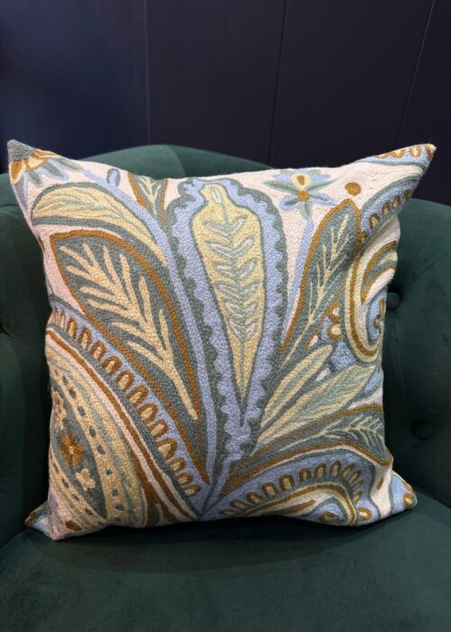 Naqsh-e-Shaam Kashmiri Wool Aari-Embroidered Cushion Cover