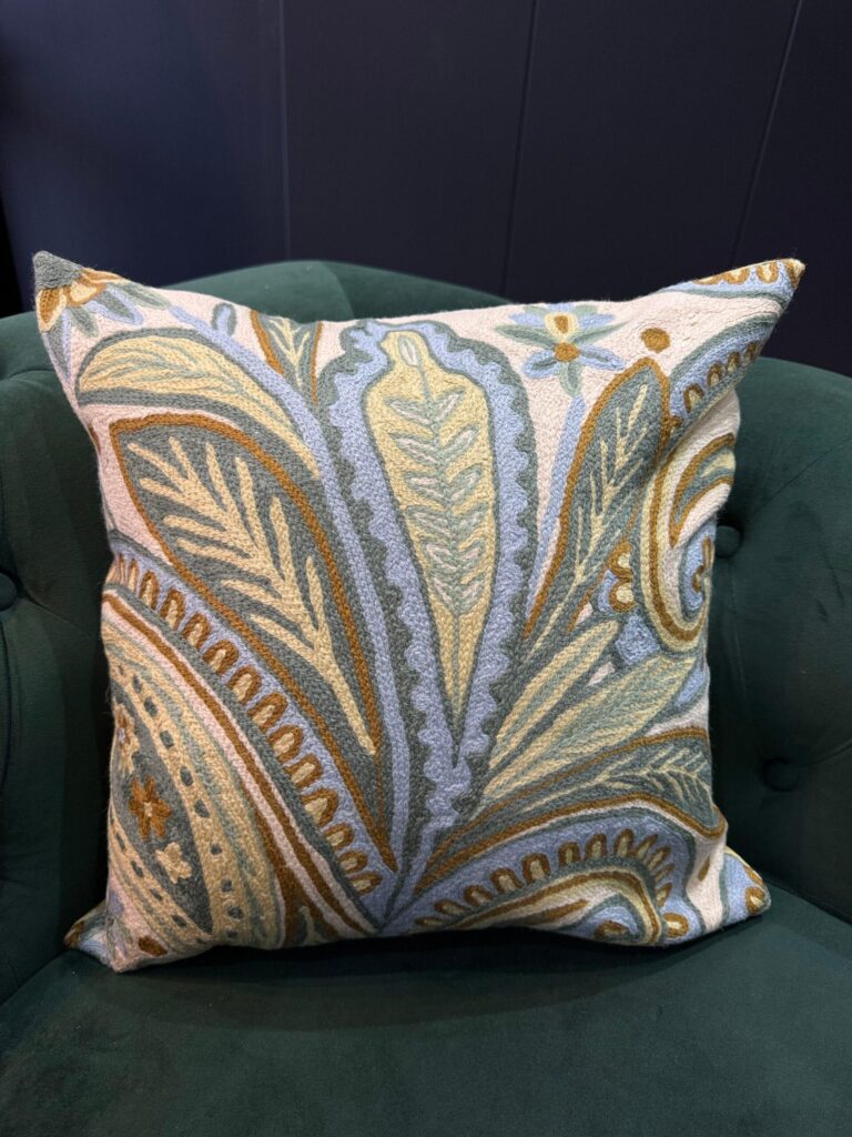 Naqsh-e-Shaam Kashmiri Wool Aari-Embroidered Cushion Cover