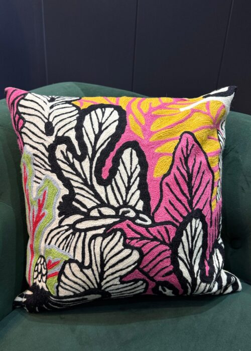 Rang-e-Dariya Kashmiri Wool Aari-Embroidered Cushion Cover