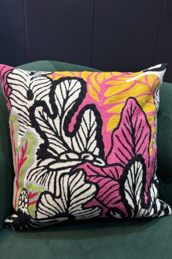 Rang-e-Dariya Kashmiri Wool Aari-Embroidered Cushion Cover