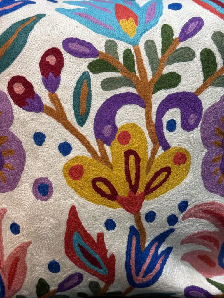 Rang-e-Bahisht Kashmiri Wool Aari-Embroidered Cushion Cover