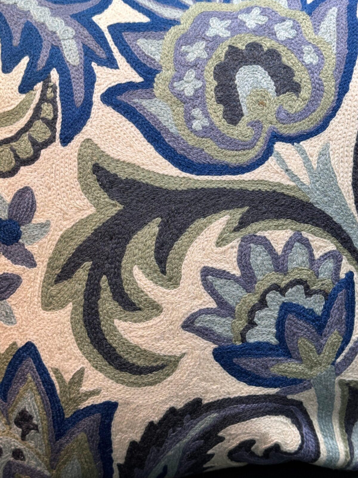 Neel-Paikar Kashmiri Wool Aari-Embroidered Cushion Cover