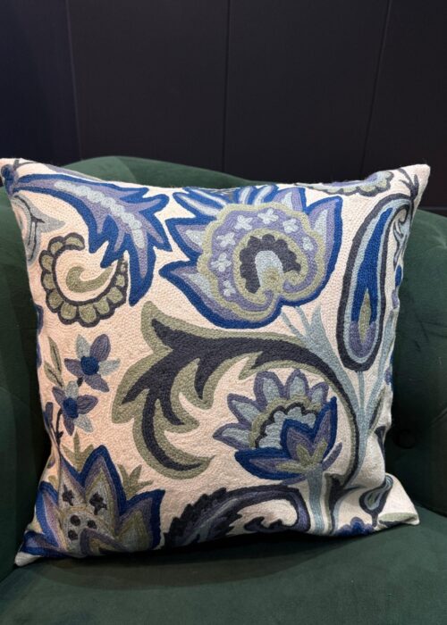 Neel-Paikar Kashmiri Wool Aari-Embroidered Cushion Cover