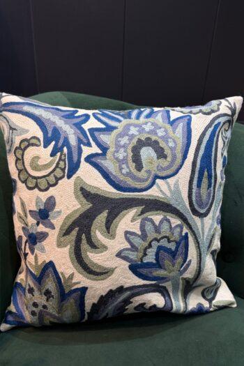 Neel-Paikar Kashmiri Wool Aari-Embroidered Cushion Cover