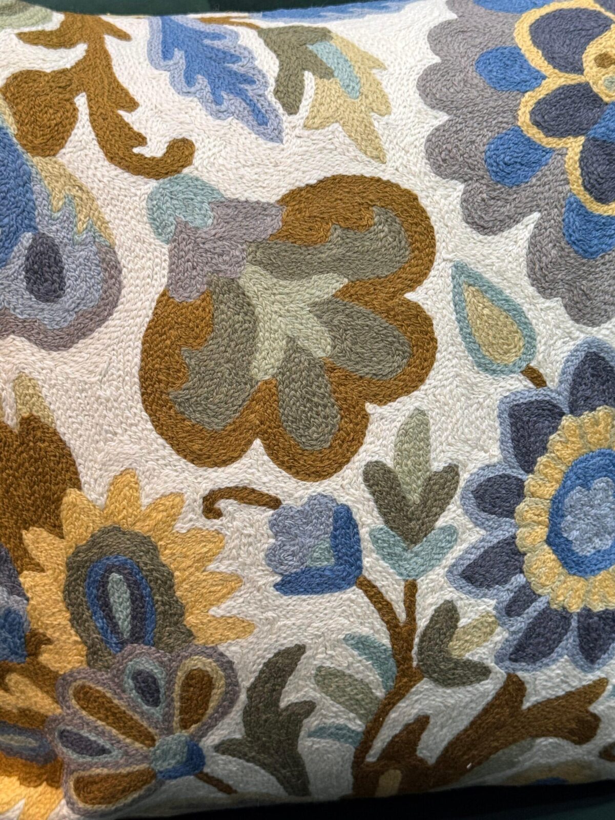Gulzar-e-Neelam Kashmiri Wool Aari-Embroidered Cushion Cover