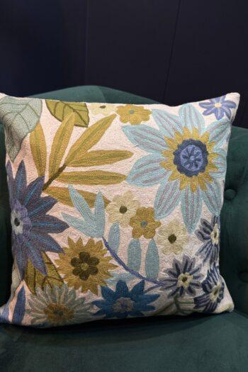 Nilofer-Bagh Kashmiri Wool Aari-Embroidered Cushion Cover