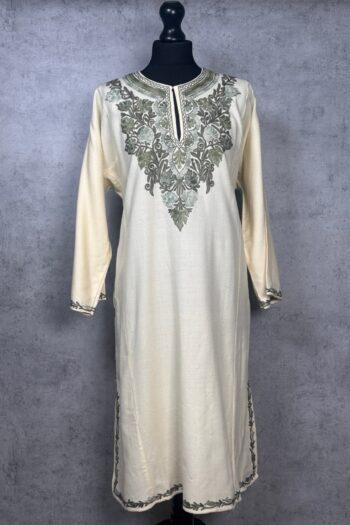 Sheen Gul Cream Acro Wool Aari Embroidered Pheran