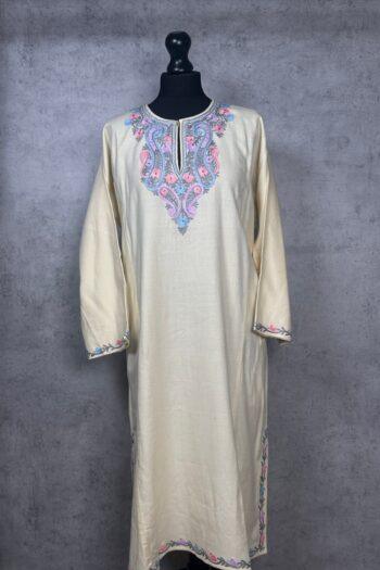 Firdaus Cream Acro Wool Aari Embroidered Pheran