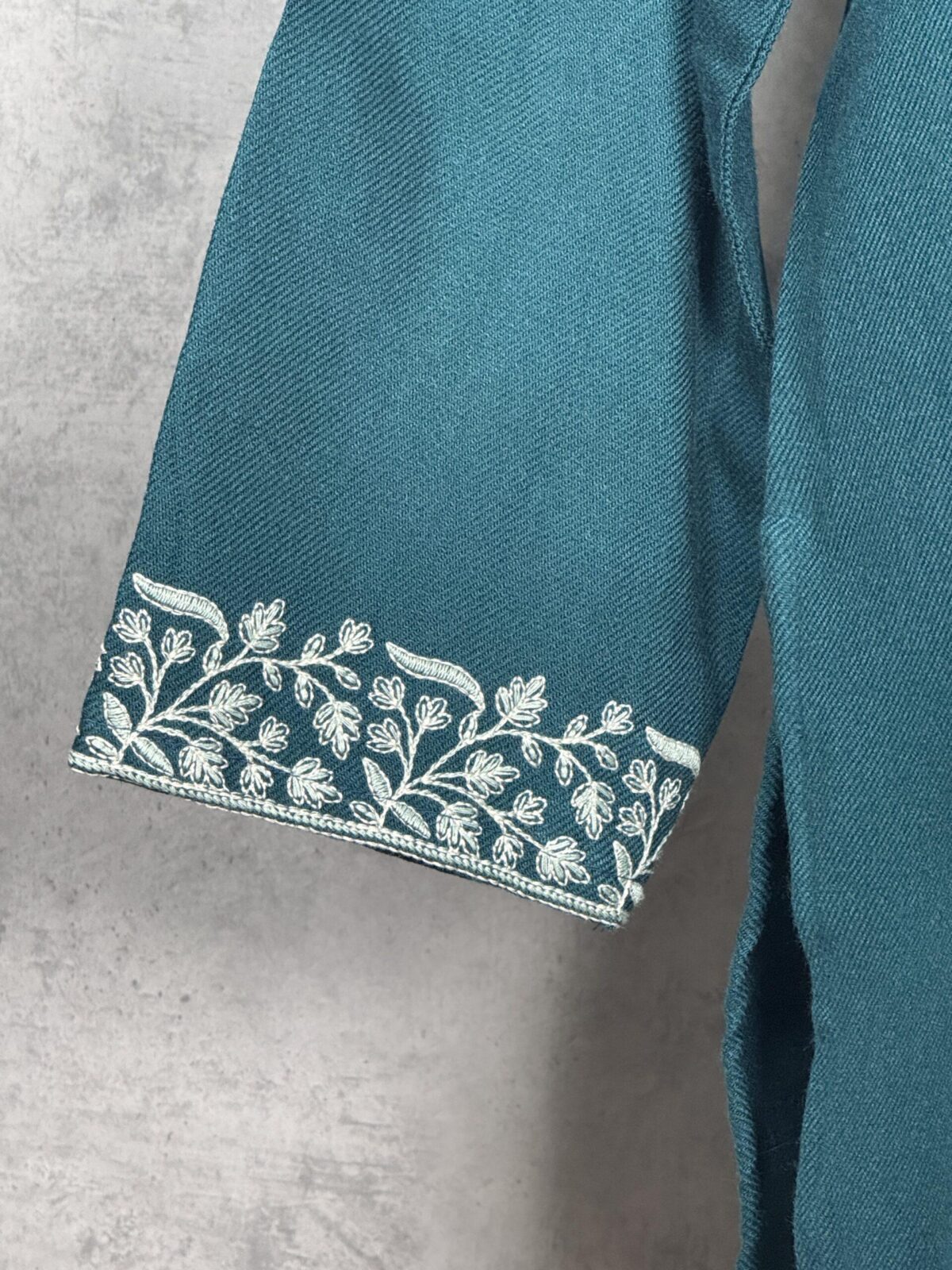 Aarzoo Handcrafted Acro Wool Kurti with Kashmiri Needlework (Emerald Green)