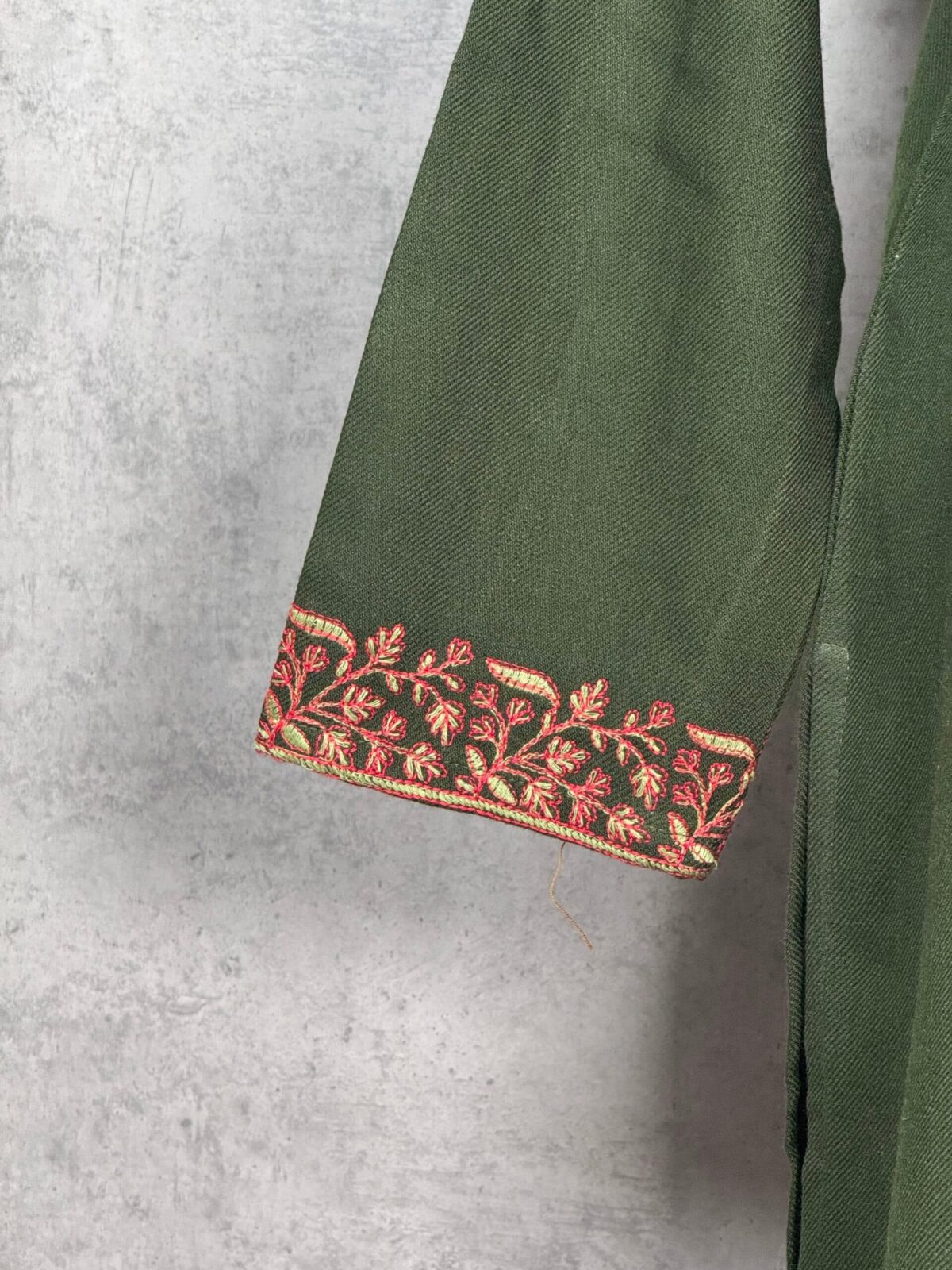 Guldaan Handcrafted Acro Wool Kurti with Kashmiri Needlework (Forest Green)