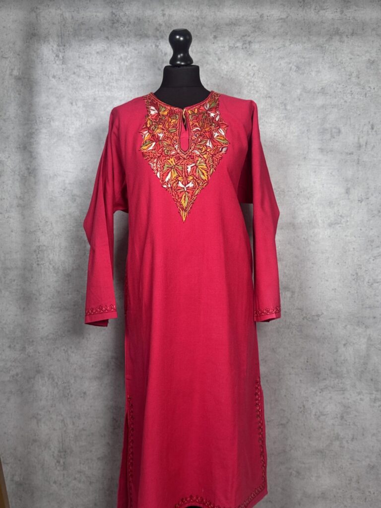 Mahveen – Crimson Hand Needle Work Pheran