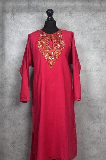 Mahveen – Crimson Hand Needle Work Pheran