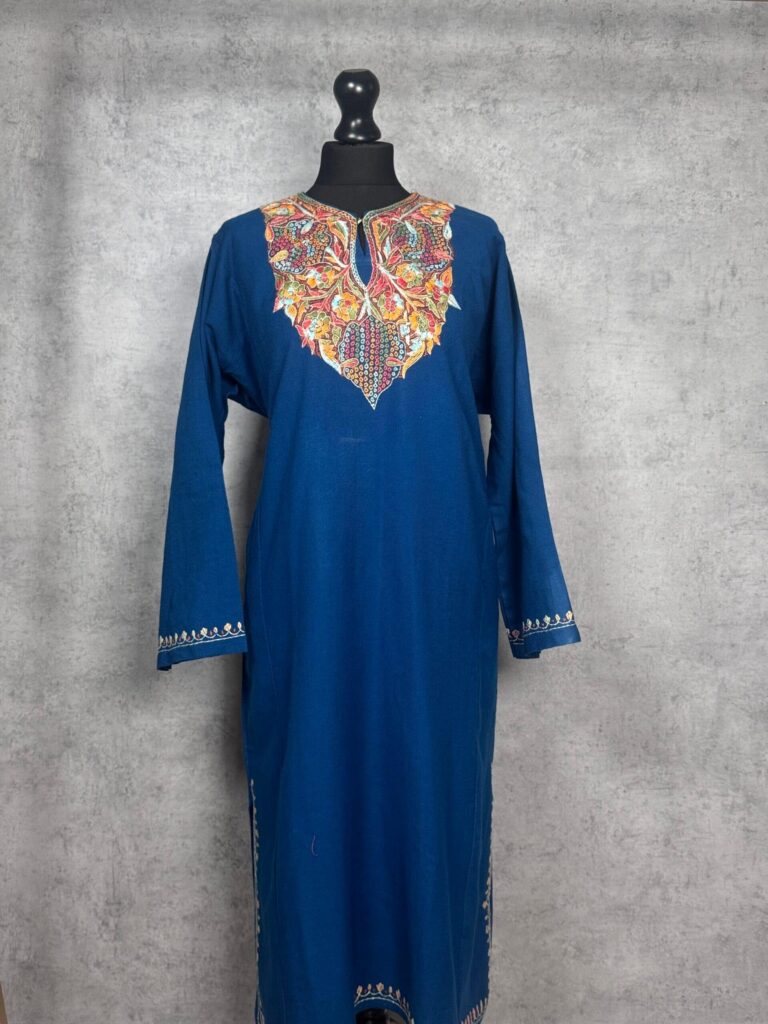 Zunairah Midnight Blue Hand Needle Work Pheran