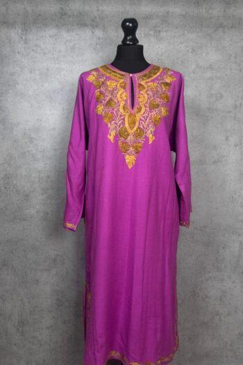 Mehrun Magenta Acro Wool Aari Embroidered Pheran