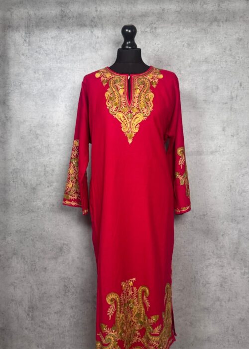 Rang-e-Mahraab Kashmiri Acro Wool Aari-Embroidered Pheran