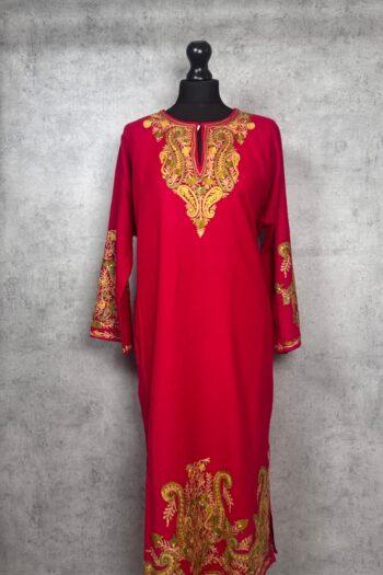 Rang-e-Mahraab Kashmiri Acro Wool Aari-Embroidered Pheran