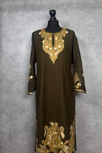 Zar-e-Zameen Kashmiri Acro Wool Aari-Embroidered Pheran