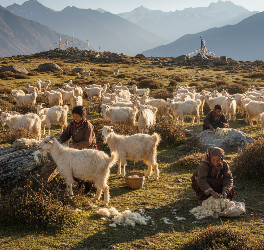 himalayan-people-collecting-pashmina-wool-ethically