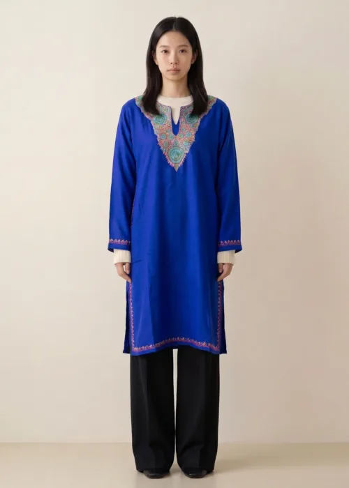 Neelum Cobalt Blue Hand Needle Work Pheran