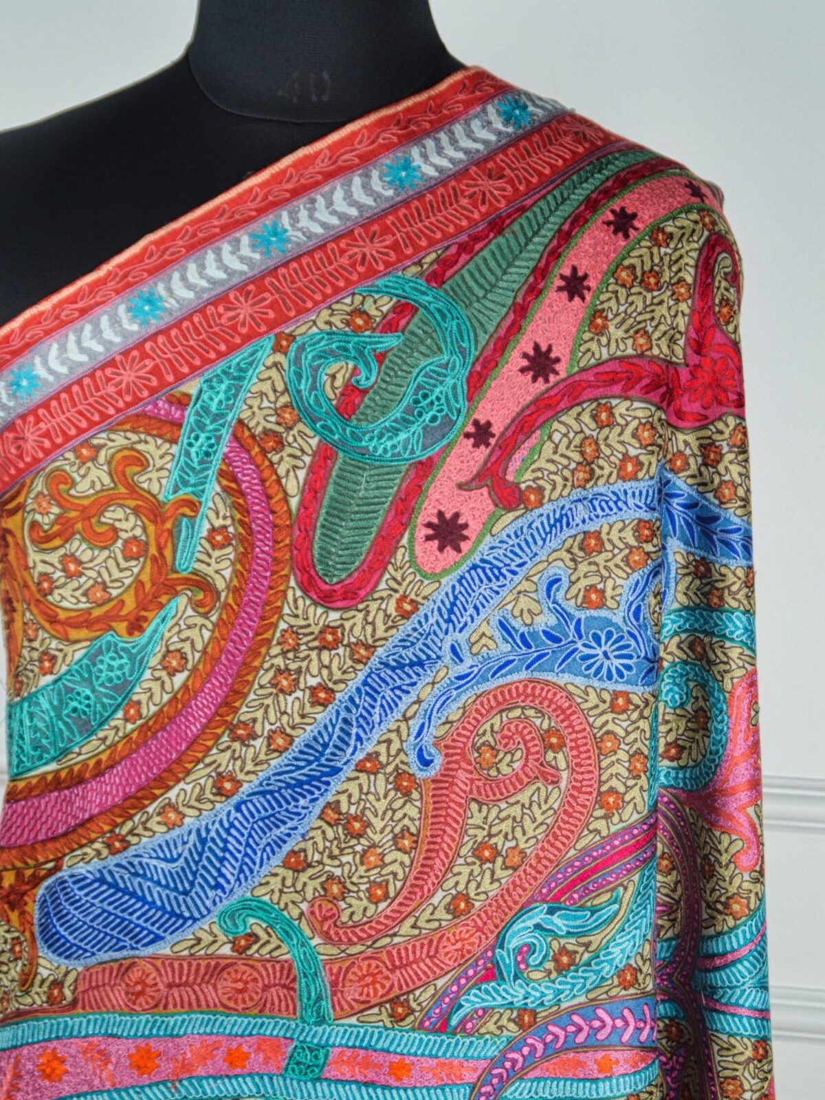 Rang-e-Naghma Kalamkari Hand Painted Wool Shawl