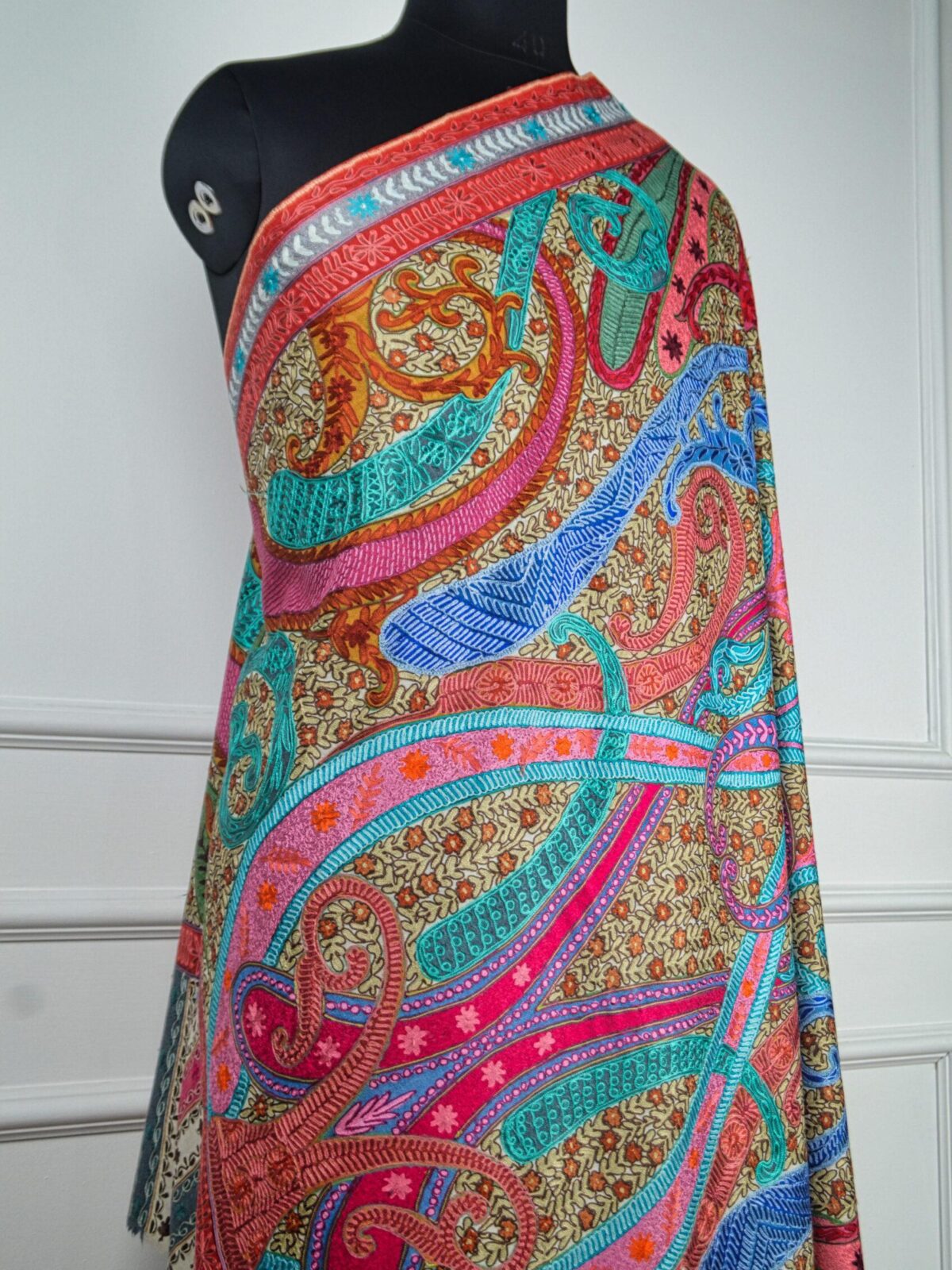 Rang-e-Naghma Kalamkari Hand Painted Wool Shawl