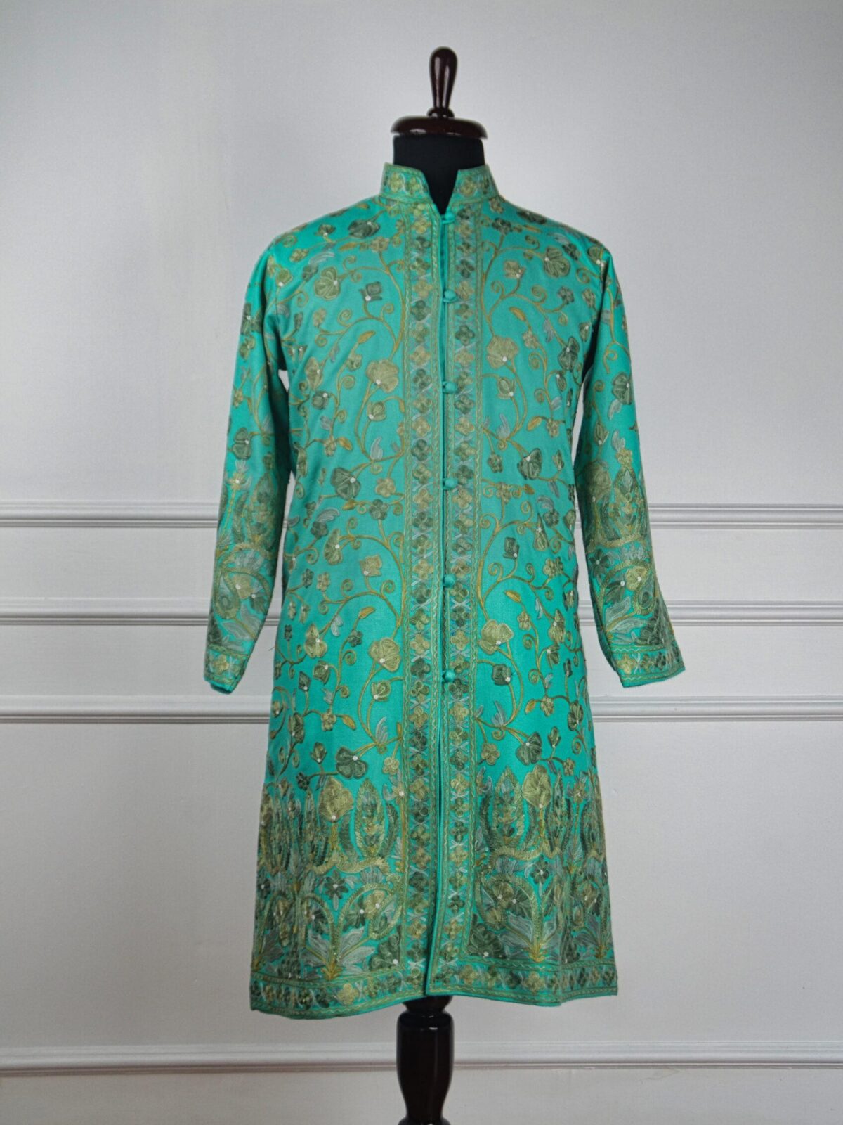 The Emerald Whispers Kashmiri Long Woollen Jacket