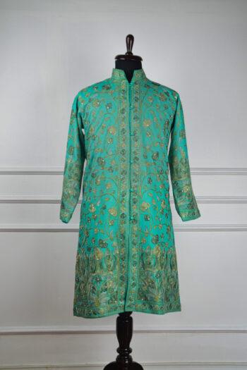 The Emerald Whispers Kashmiri Long Woollen Jacket