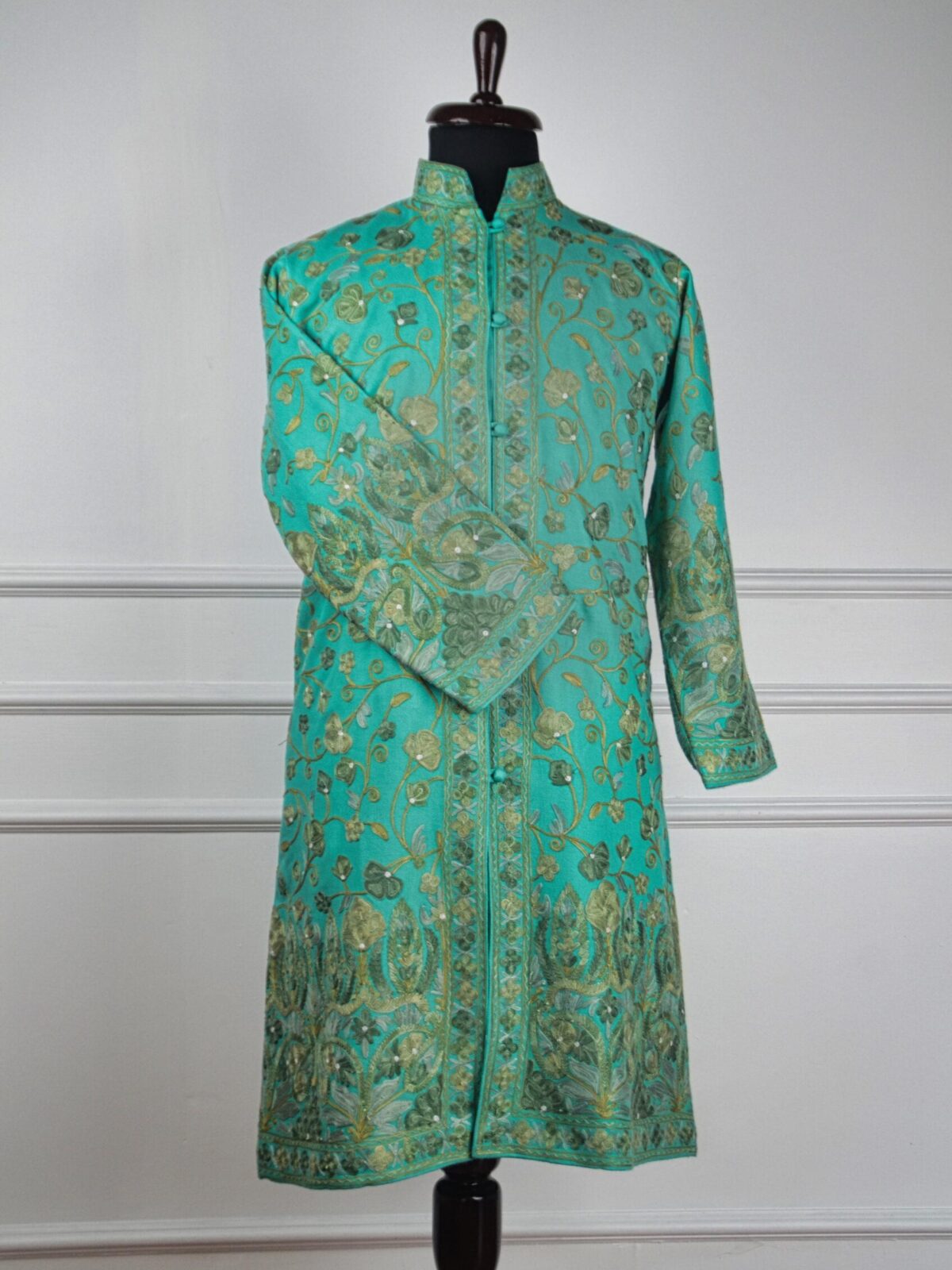 The Emerald Whispers Kashmiri Long Woollen Jacket