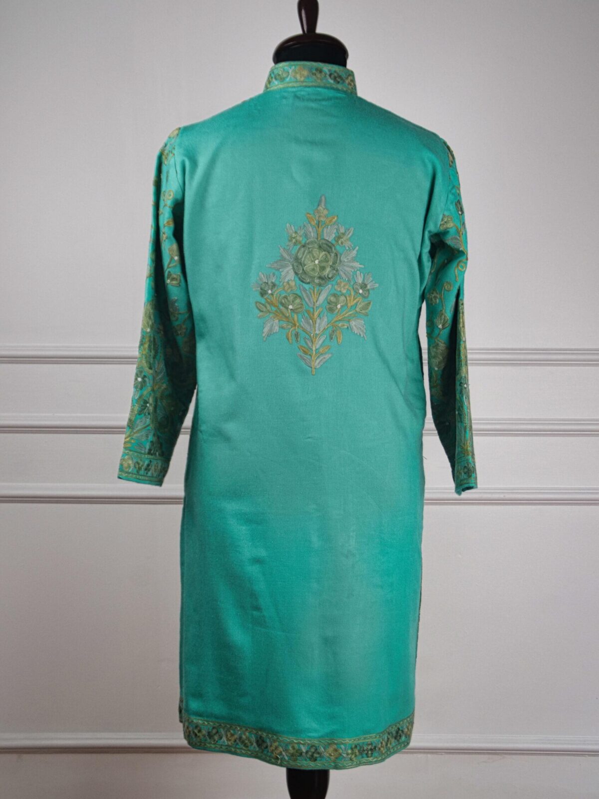 The Emerald Whispers Kashmiri Long Woollen Jacket