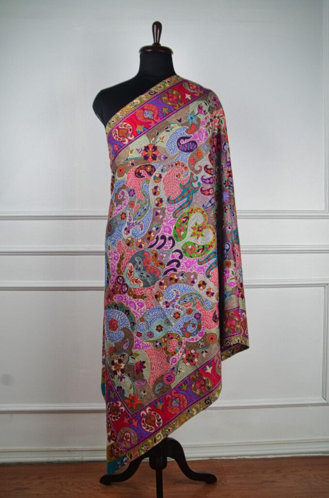 Phoolrang Nazaara Kalamkari Wool Shawl
