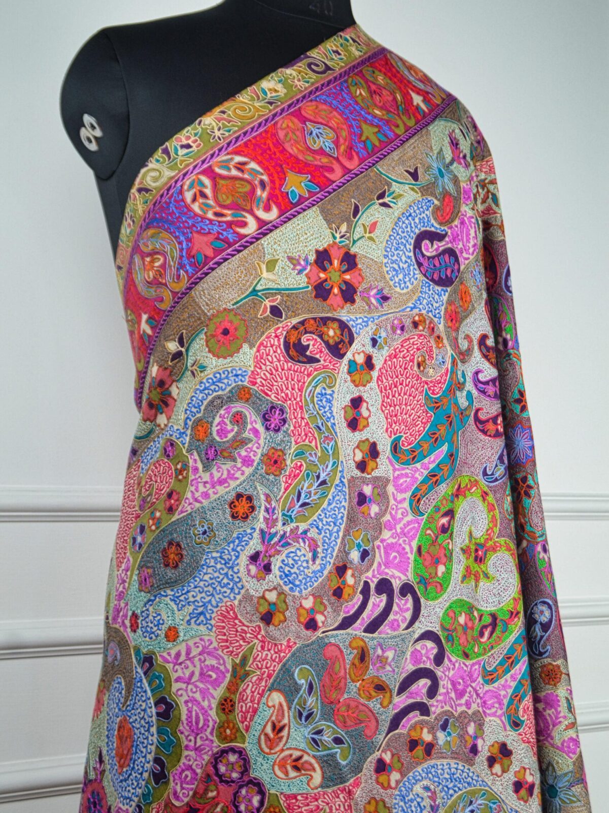Phoolrang Nazaara Kalamkari Wool Shawl