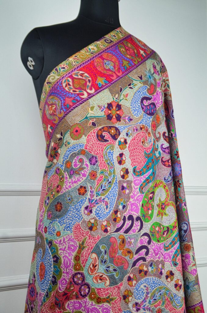 Phoolrang Nazaara Kalamkari Wool Shawl