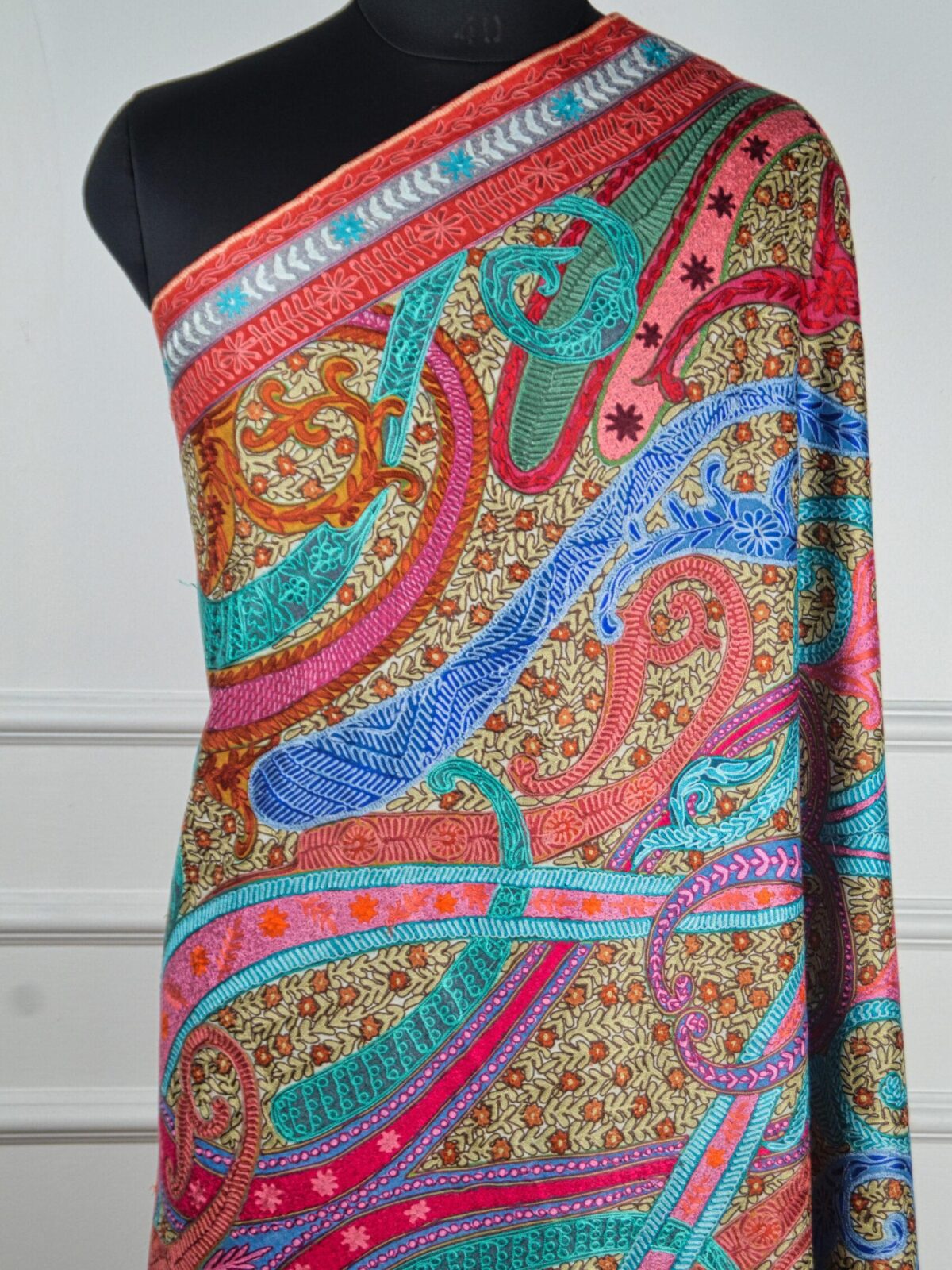 Rang-e-Naghma Kalamkari Hand Painted Wool Shawl