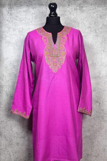 Gulnar Handcrafted Acro Wool Kurti with Kashmiri Needlework