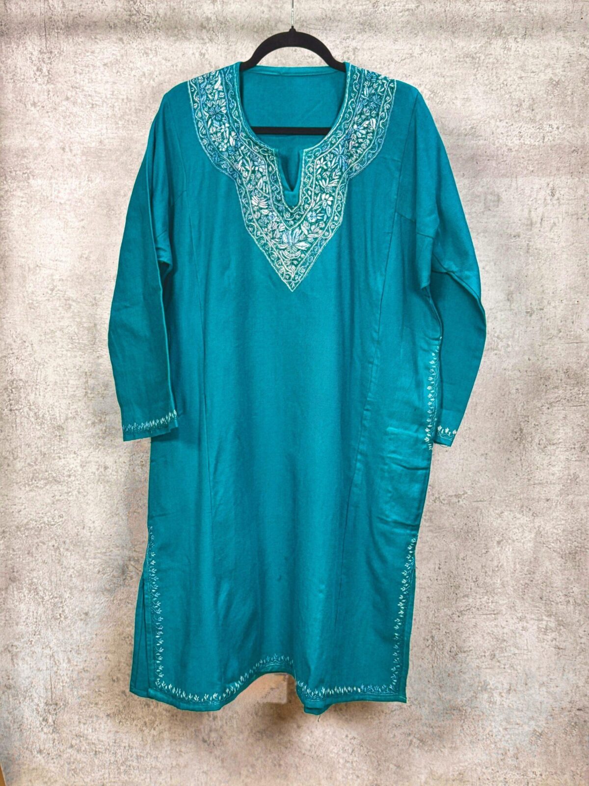 Sabeen Teal Hand Needle Work Pheran