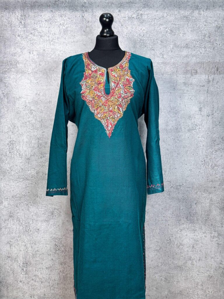 Naazeen Emerald Hand Needle Work Pheran