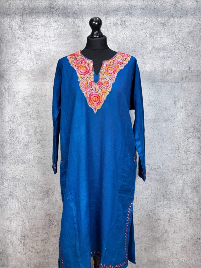 Noorani Sapphire Bloom Hand Needle Work Pheran