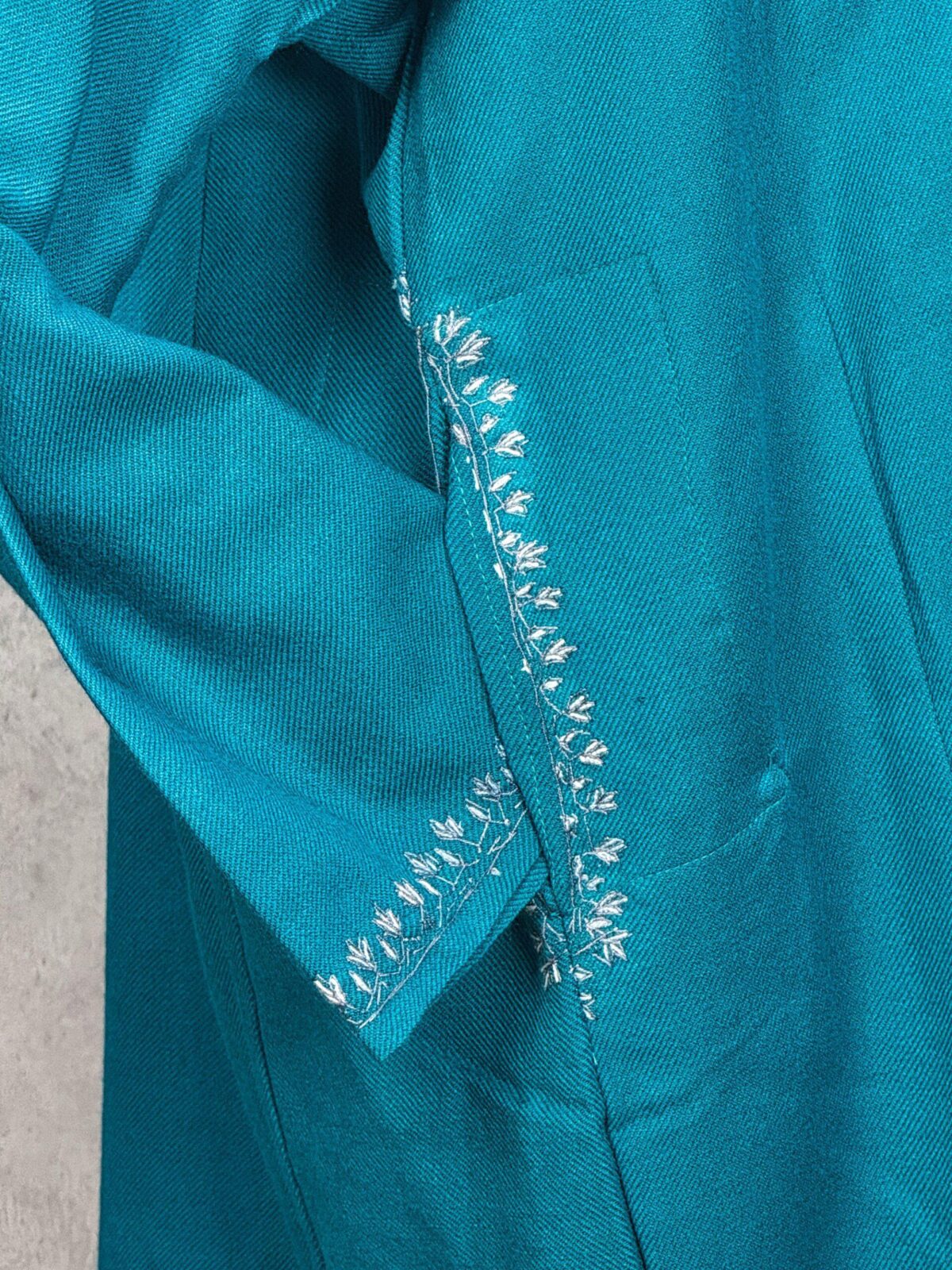 Sabeen Teal Hand Needle Work Pheran