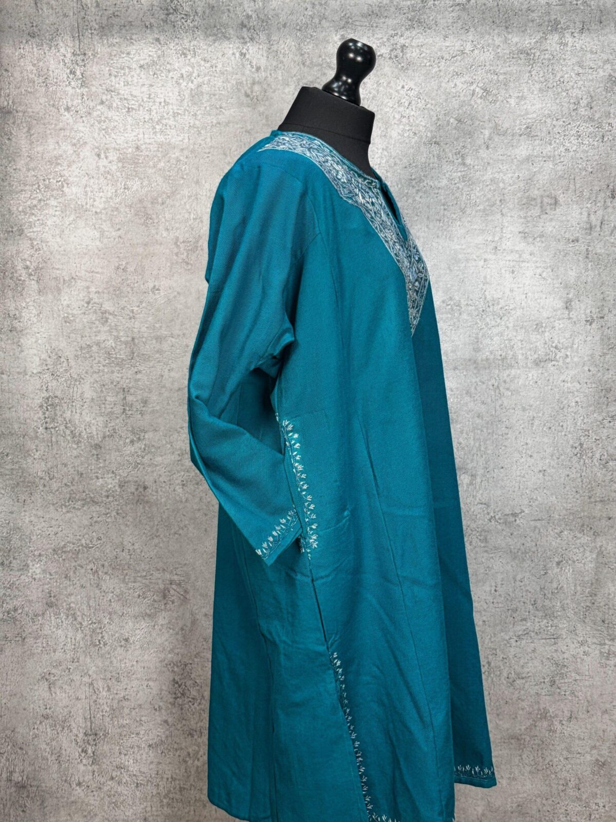 Sabeen Teal Hand Needle Work Pheran