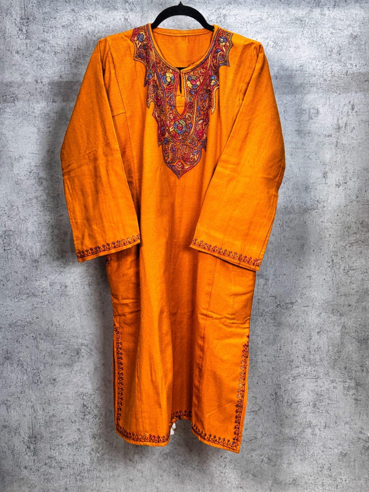 Sehrish Ochre Hand Needle Work Pheran