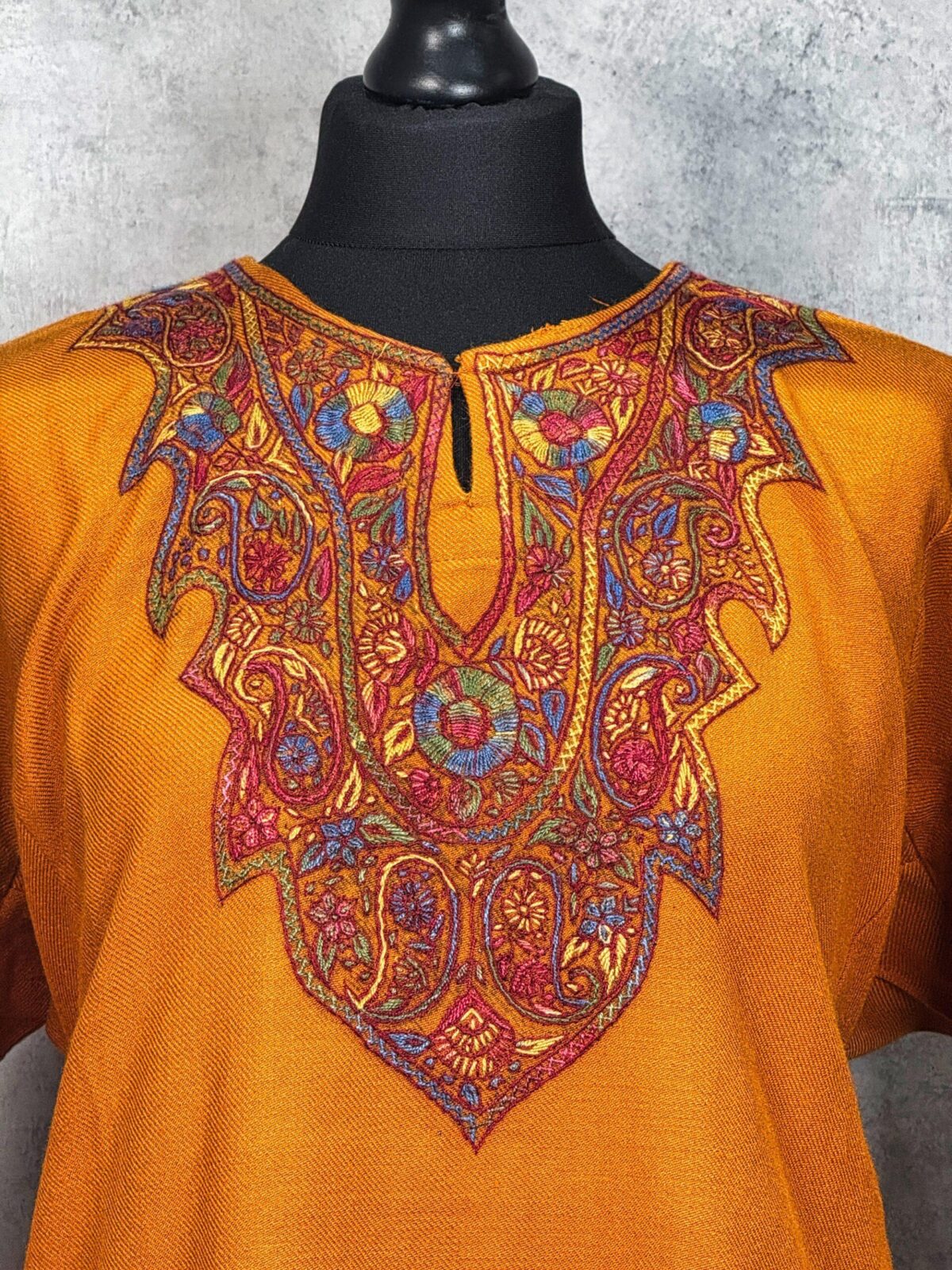 Sehrish Ochre Hand Needle Work Pheran