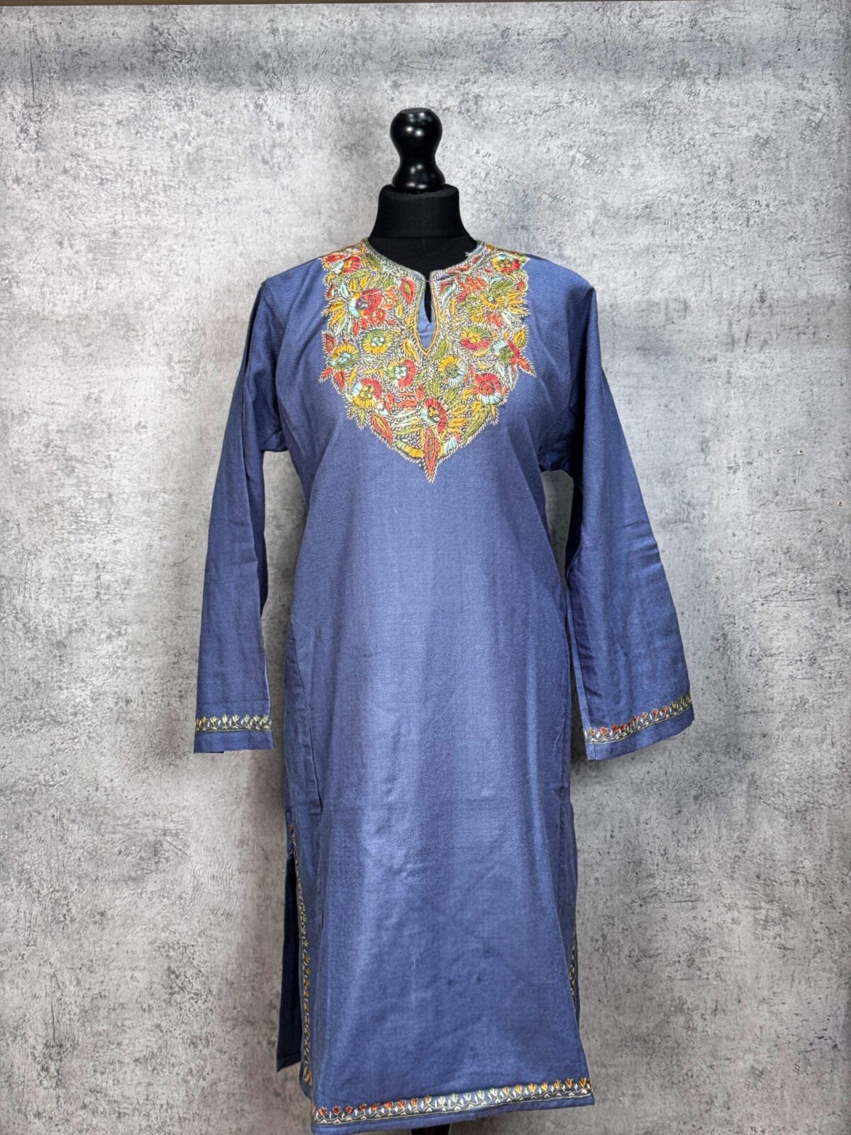 Naazreen Slate Grey Hand Needle Work Pheran