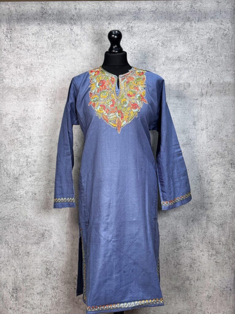Naazreen Slate Grey Hand Needle Work Pheran