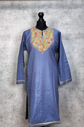 Naazreen Slate Grey Hand Needle Work Pheran