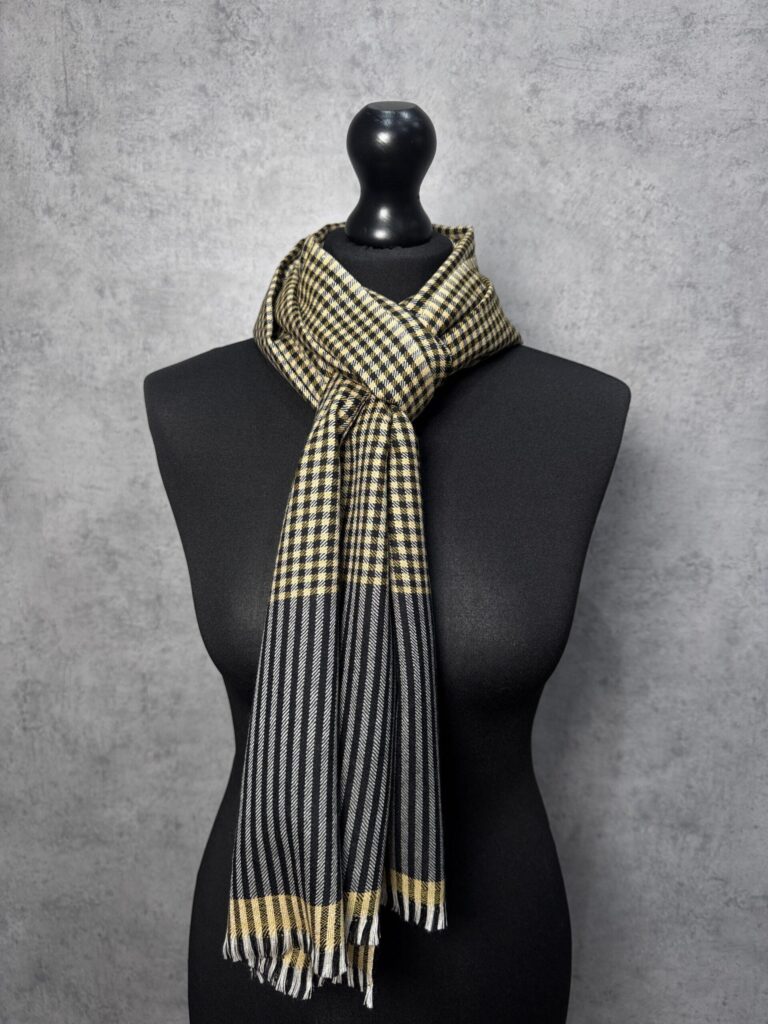 Monochrome Heritage Check Wool Scarf